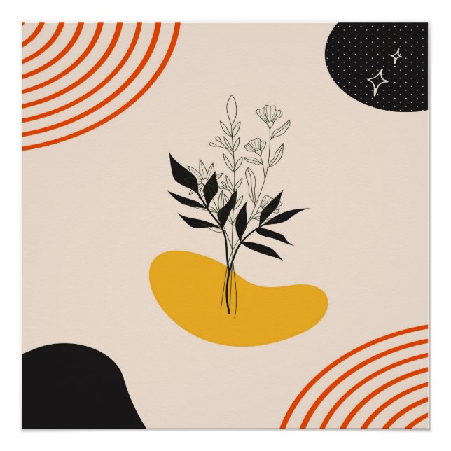 Abstract Minimalist Leaves Poster (Front)