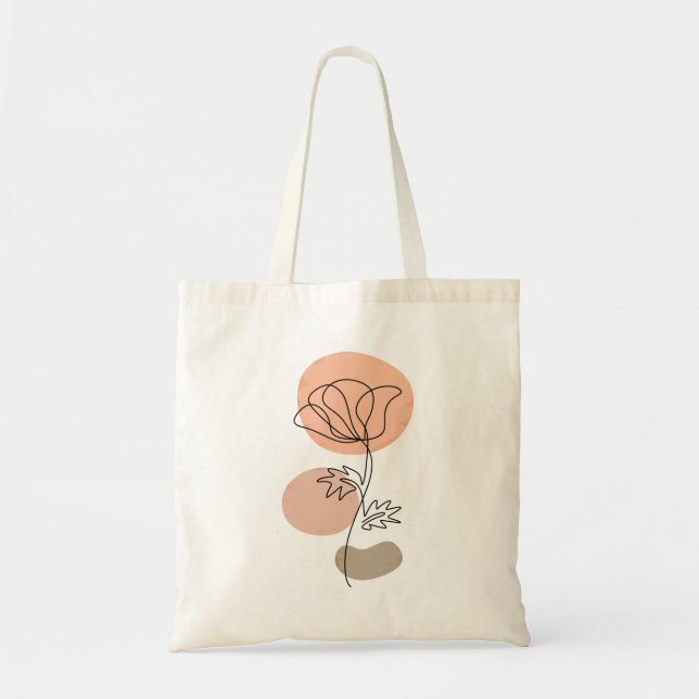 Abstract minimalist line art Floral Flower Tote Bag (Front)