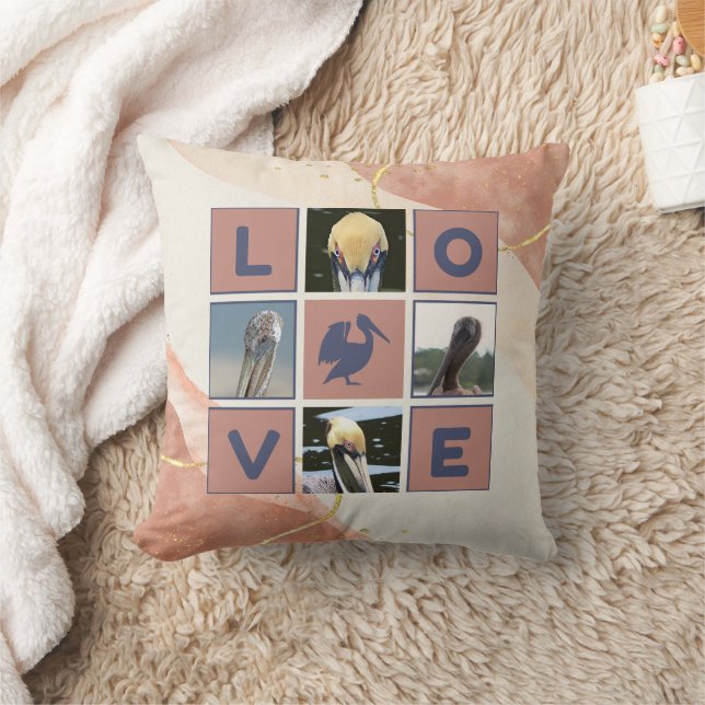 Abstract Minimalist Love Pelican Photo  Cushion (Blanket)
