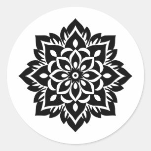 Abstract Minimalist Mandala Silhouette Classic Round Sticker
