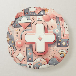 abstract minimalist pattern design round cushion