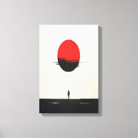 Abstract Minimalist Red Sun and Solitude Art