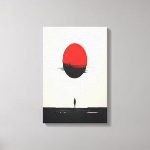 Abstract Minimalist Red Sun and Solitude Art Canvas Print