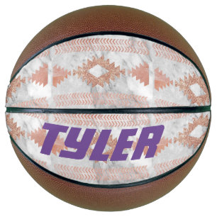 abstract minimalist rose gold aztec white marble basketball