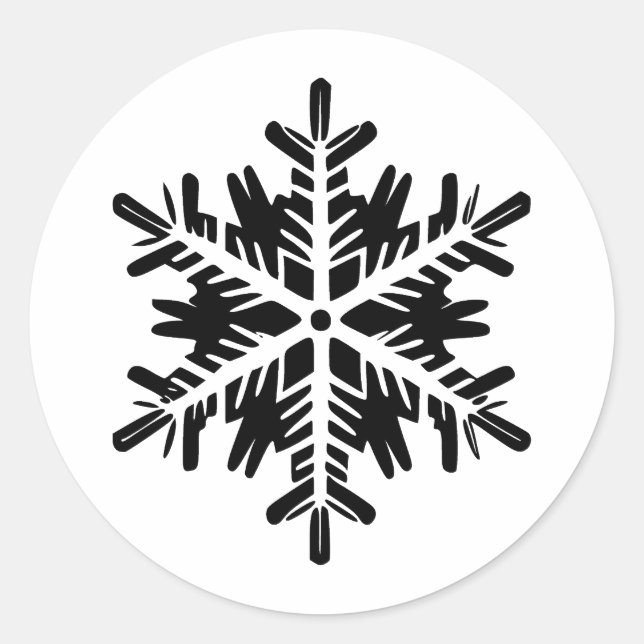 Abstract Minimalist Snowflake Silhouette Classic Round Sticker (Front)