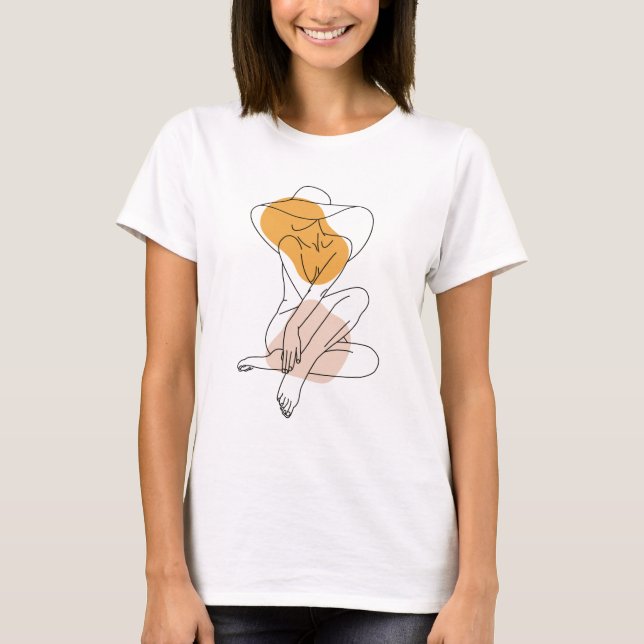 Abstract minimalist woman body line art Floral Flo T-Shirt (Front)