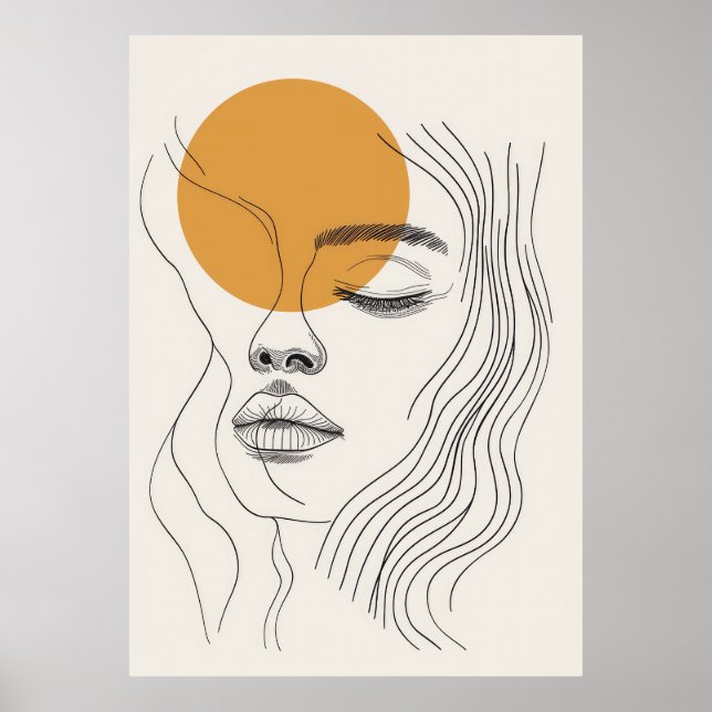Abstract minimalist woman face line art poster (Front)