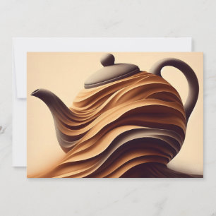 Abstract Minimalist Zen Flowing Teapot Announcement