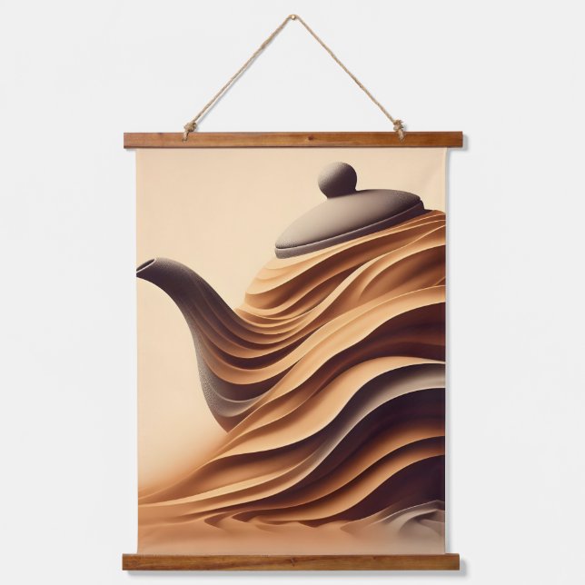 Abstract Minimalist Zen Flowing Teapot Hanging Tapestry (Front)