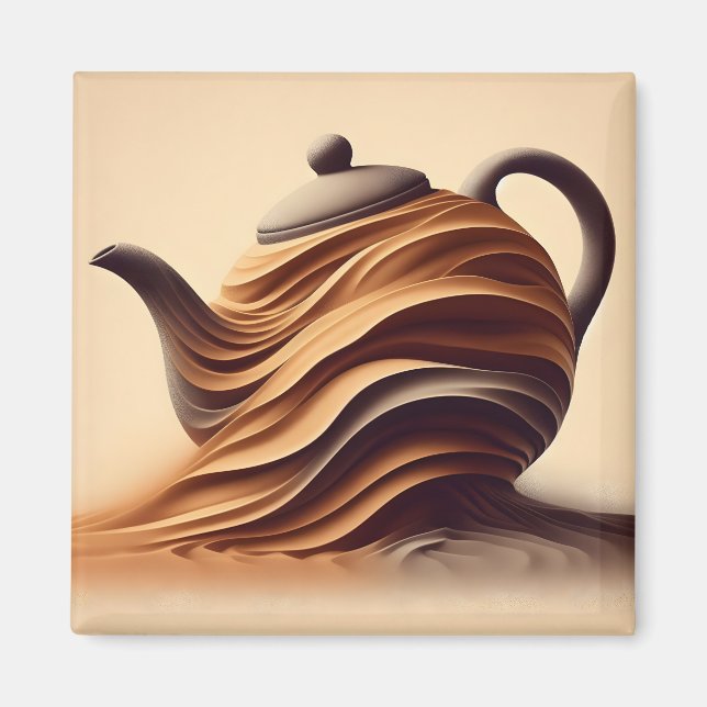 Abstract Minimalist Zen Flowing Teapot Magnet (Front)