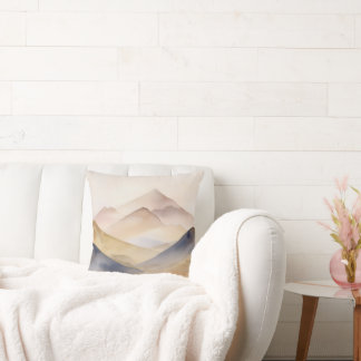 Abstract minimalistic watercolor beige mountains cushion