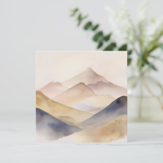 Abstract minimalistic watercolor beige mountains invitation