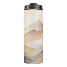 Abstract minimalistic watercolor beige mountains