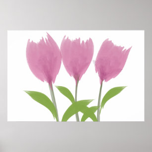 Abstract Minimalistic Watercolor Tulips Flowers Poster
