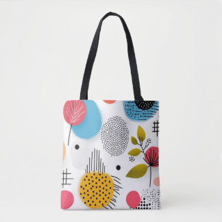 Abstract minimalistic with flowers tote bag