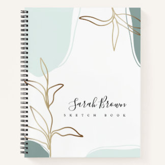 Abstract Mint and Moss Green Sketchbook Notebook