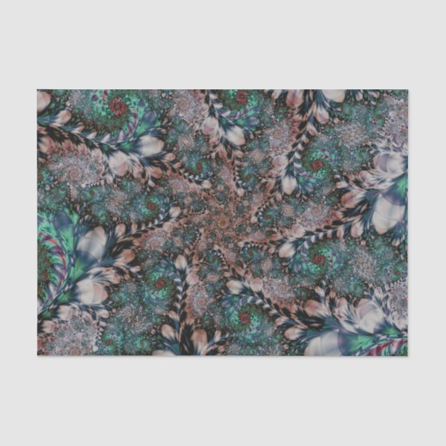 Abstract Mint Green Fractal 35 Background  Tissue Paper (Front)