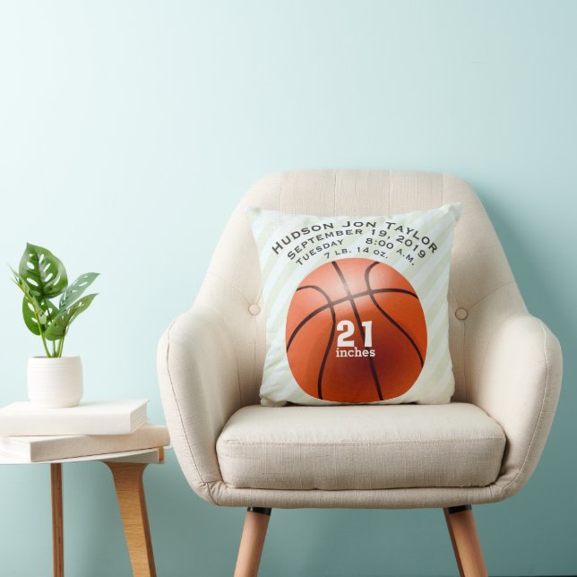 Abstract Mint Stipe Basketball Boys Birth Record Cushion (Chair)
