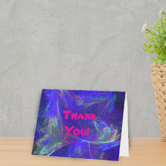 Abstract Mix of Bright Colours Pink Blue Green Thank You Card