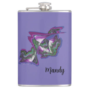 Abstract Mixed Media Art Vinyl Wrapped Flask
