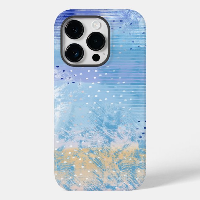 Abstract Mixed Media Blue Turquoise Yellow Case-Mate iPhone Case (Back)