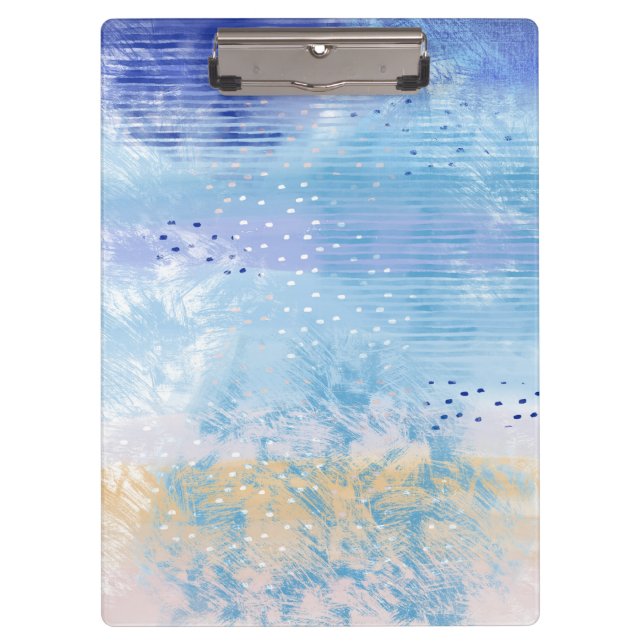 Abstract Mixed Media Blue Turquoise Yellow Clipboard (Front)