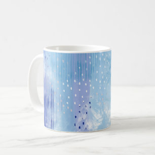 Abstract Mixed Media Blue Turquoise Yellow Coffee Mug