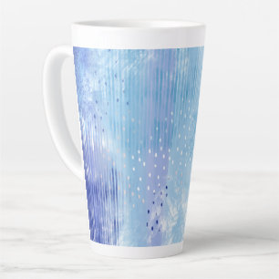 Abstract Mixed Media Blue Turquoise Yellow Latte Mug