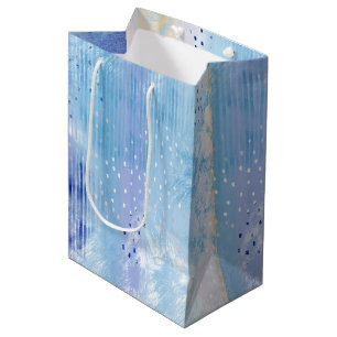Abstract Mixed Media Blue Turquoise Yellow Medium Gift Bag