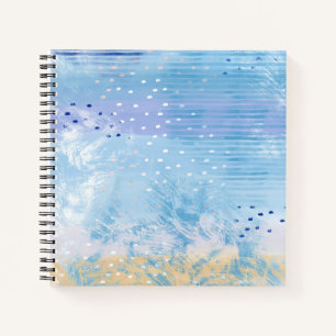 Abstract Mixed Media Blue Turquoise Yellow Notebook