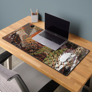 Abstract Mixed Media Earthy Autumnal Colours Desk Mat
