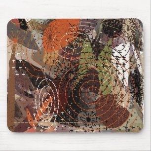 Abstract Mixed Media Earthy Autumnal Colours Mouse Mat