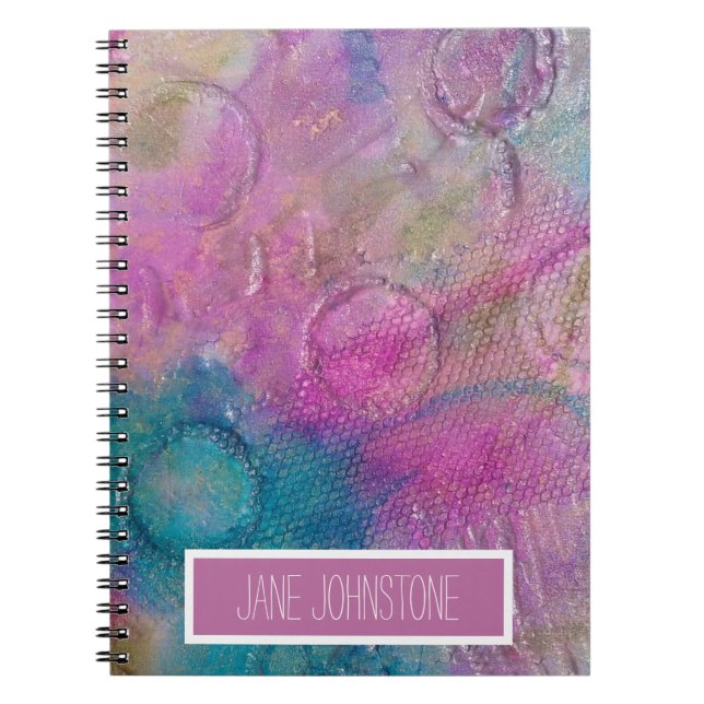 Abstract Mixed Media in Purples and Blues Notebook (Front)
