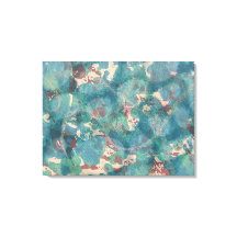Abstract Mixed Media in Teal Aqua and Rust