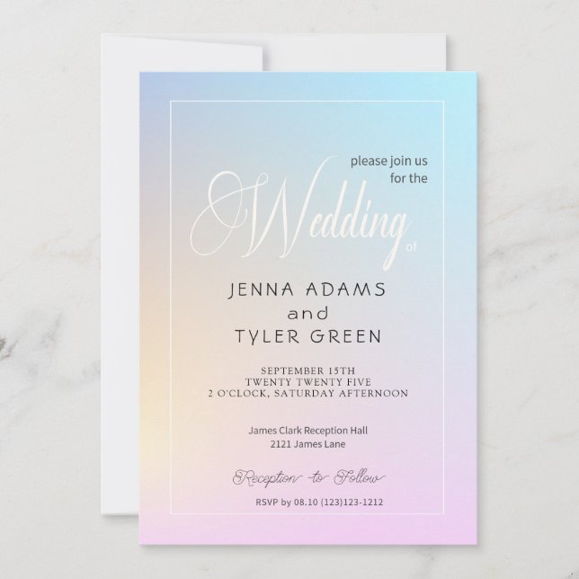 Abstract Modern and Colourful Pastel Gradient  Invitation (Front)