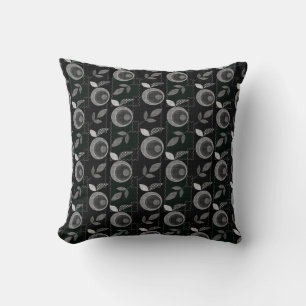 Abstract modern apple fruit leaves geometrical bla cushion