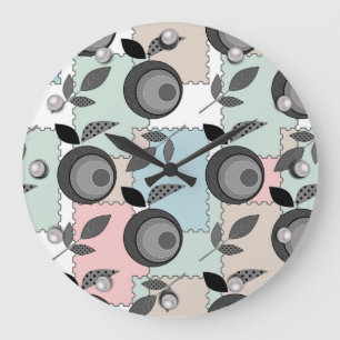 Abstract modern apple fruit patchwork geometrical large clock