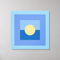 Abstract Modern Art Blue Squares Yellow Circle