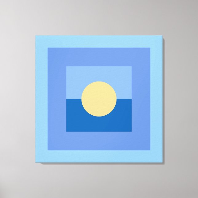 Abstract Modern Art Blue Squares Yellow Circle Canvas Print (Front)