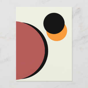 Abstract Modern Art Circles Orange Brown Black Postcard