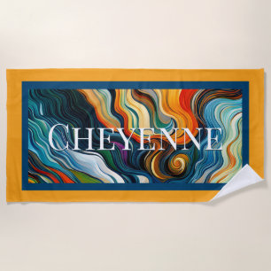 Abstract Modern Art Colour Swirls Jewel Tone Beach Towel