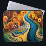 Abstract Modern Art Colour Swirls Laptop Sleeve<br><div class="desc">This modern abstract art laptop sleeve design is eye-catching and makes a true statement with its rich,  jewel colours and textures. Vivid and stunning. Add a name to personalise it. Created by Simply Farmhouse Press.</div>