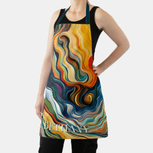 Abstract Modern Art Colour Waves Apron