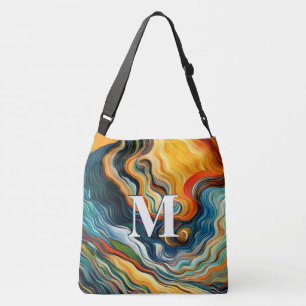 Abstract Modern Art Colour Waves Crossbody Bag