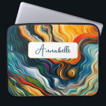 Abstract Modern Art Colour Waves Laptop Sleeve<br><div class="desc">This modern abstract laptop sleeve design is eye-catching and makes a true statement with its rich,  jewel colours and textures. Vivid and stunning. Add a name to personalise it. Created by Simply Farmhouse Press.</div>