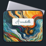 Abstract Modern Art Colour Waves Laptop Sleeve<br><div class="desc">This modern abstract laptop sleeve design is eye-catching and makes a true statement with its rich,  jewel colours and textures. Vivid and stunning. Add a name to personalise it. Created by Simply Farmhouse Press.</div>