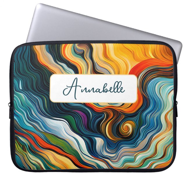 Abstract Modern Art Colour Waves Laptop Sleeve (Front)