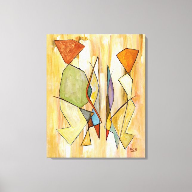 Abstract Modern Art Couple Trendy Chic Beigereen Canvas Print (Front)