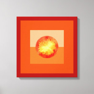 Abstract Modern Art Geometric Fiery Sun Canvas Print