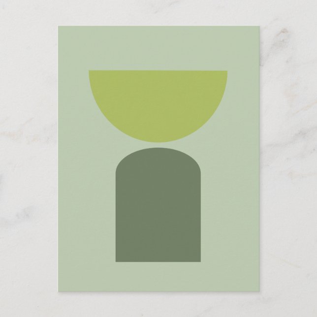 Abstract Modern Art Geometrical Shapes Sage Green Postcard (Front)